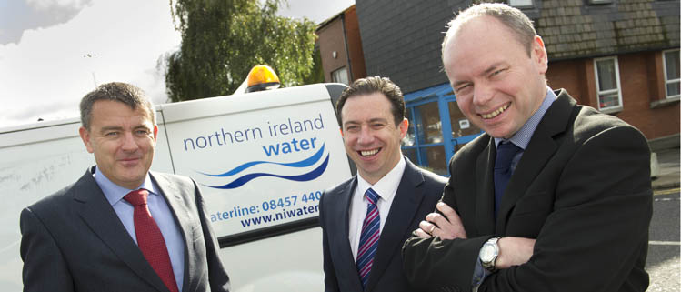 Pic l-r: Mark Quinn, managing director, EMR Integrated Solutions, Derek Glynn, COO, EMR Integrated Solutions and Pearse Bradley, telemetry and SCADA manager, Northern Ireland Water on the award of a 1m/£700,000 contract to upgrade Northern Ireland Water's telemetry network. No fees for reproduction. Pic by Maura Hickey - tel: 086-8541130