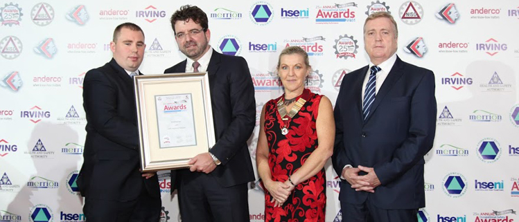 Pictured on the left above accepting the award on behalf of EMR is Colm Farrell, Field Engineer and Safety Representative with EMR